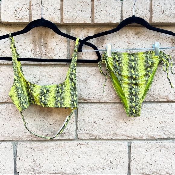Dolls Kill Swim Green Snakeskin Two Piece Bikini Poshmark